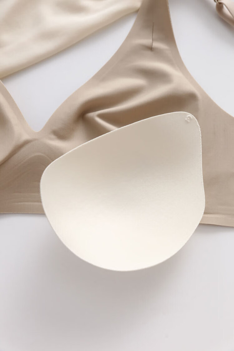 下垂内衣女无痕一片式薄款胸罩 奶咖白 m码(建议70d/75bc/80a)【图片
