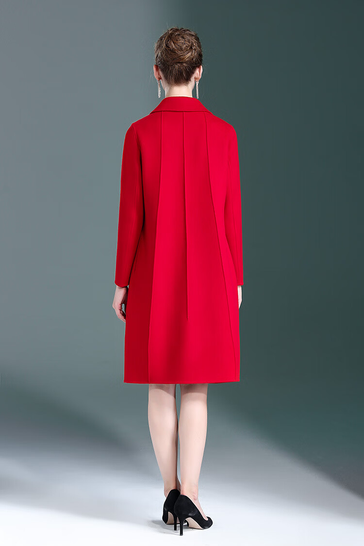 恒源祥秋冬新品双面羊绒大衣女中长款2019新款秋冬中年显瘦羊毛呢外套