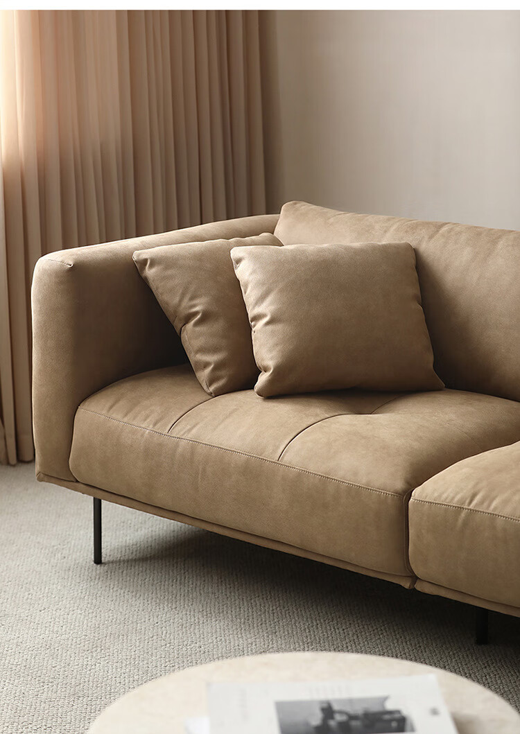 极简猫爪布艺沙发直排双人三人位小户型侘寂奶油风磨砂科技布沙发