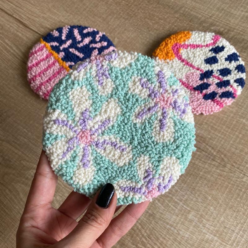 绣魁俄罗斯手工戳戳乐diy杯垫材料包新手自制送礼戳戳绣毛绒隔热杯垫