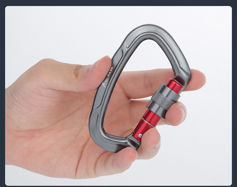 登山攀岩d型承重安全扣主锁 登山攀登锁扣户外速降登山攀岩装备 黑色