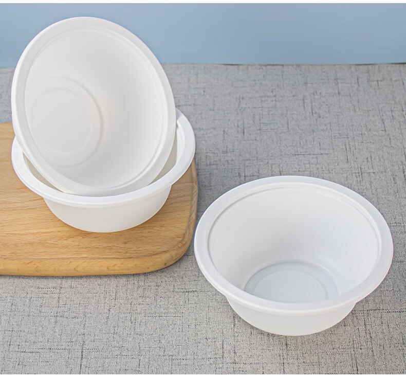 汤碗环保打包碗加厚玉米淀粉小碗外卖餐碗加厚塑料碗300ml淀粉碗50个