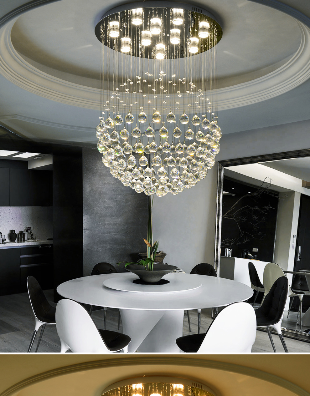 餐厅吊灯新款led水晶吊灯现代简约吧台长吊灯客厅玄关创意吊线灯具