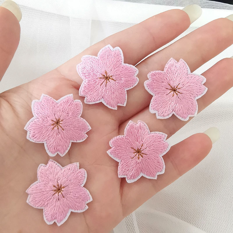 预售预售简菲蝶新品毛衣贴花刺绣小号布贴粉色小花补丁贴裙子包包装饰