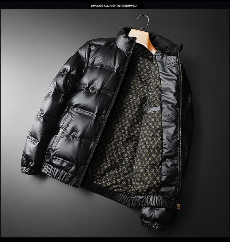 欧洲站高端轻奢潮牌酷奇亮面羽绒服男2022新款港风宽松立领百搭时尚