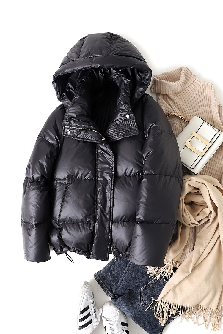 逸珀(yipo)2022年新款高端洋气加厚焦糖色95白鹅绒羽绒服女短款小个子