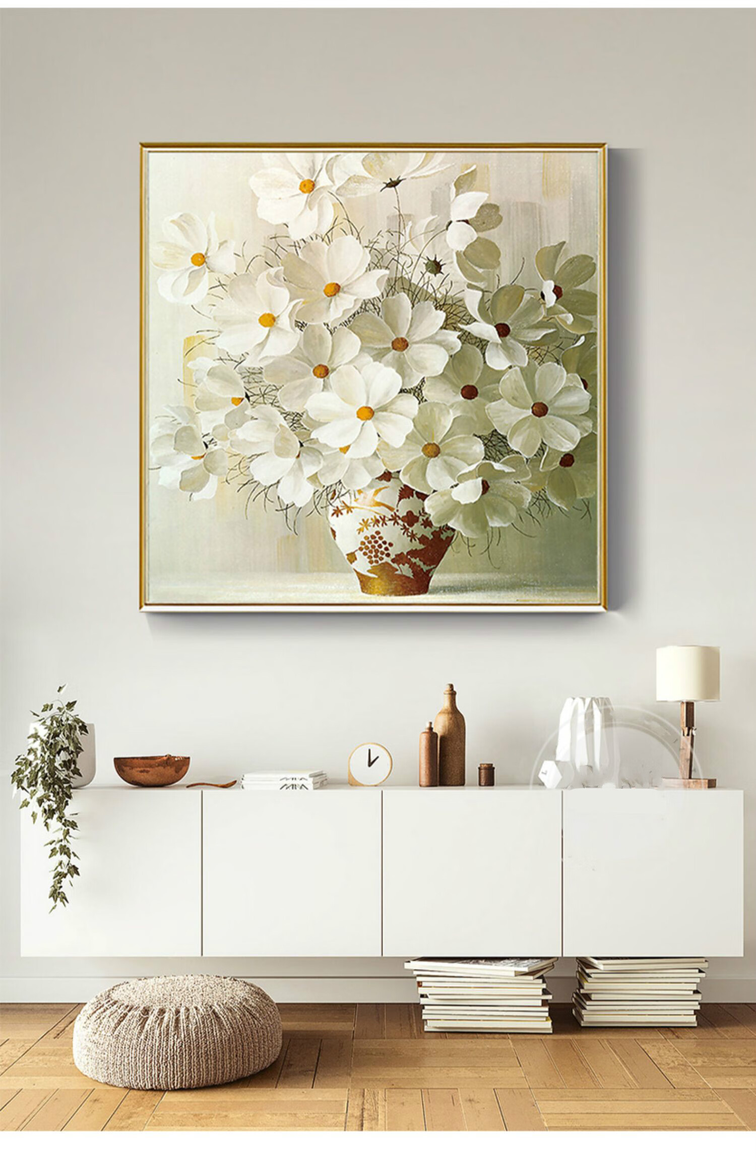 岙筱 轻奢高档高端手绘油画玄关装饰画美式客厅餐厅挂画花卉卧室壁画