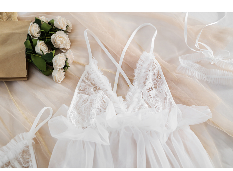 mirza mirror法国性感情趣睡衣套装女新娘装婚纱网纱蕾丝镂空私房床上