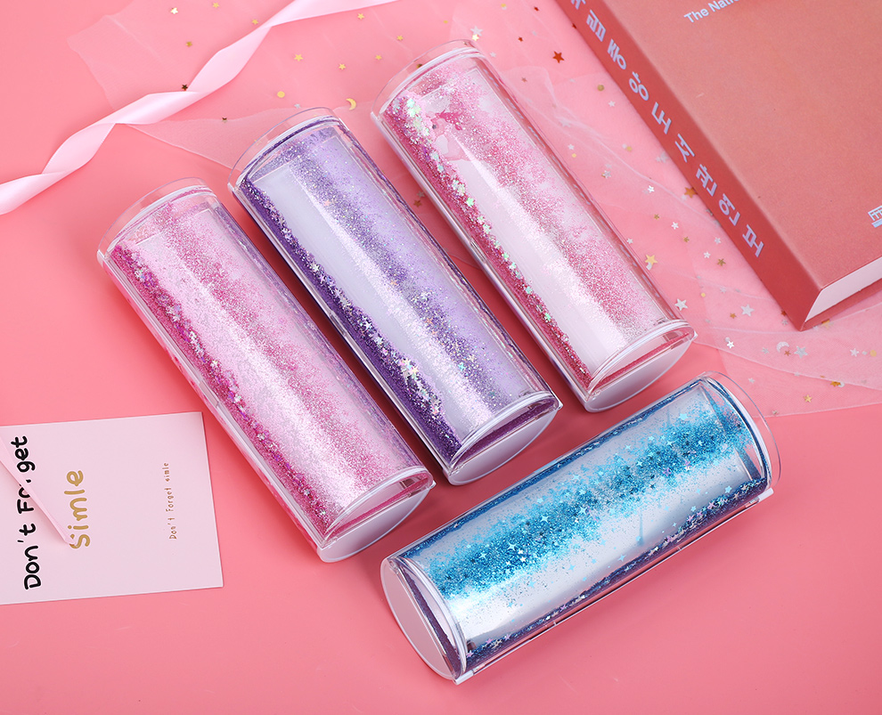 小学生女男流沙笔盒多功能抖音同款大容量圆筒柱形简约生日礼物铅笔盒