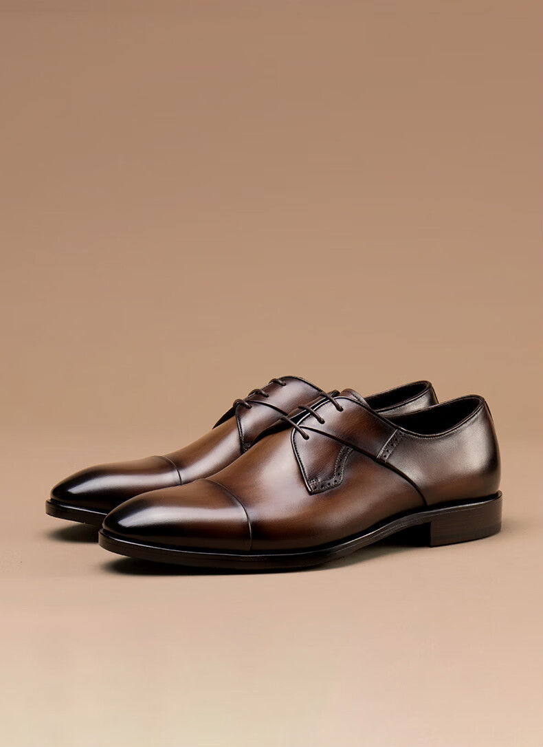 艾黛尼帝adnt轻奢品牌皮鞋男三接头真皮商务正装鞋英伦尖头男鞋高档