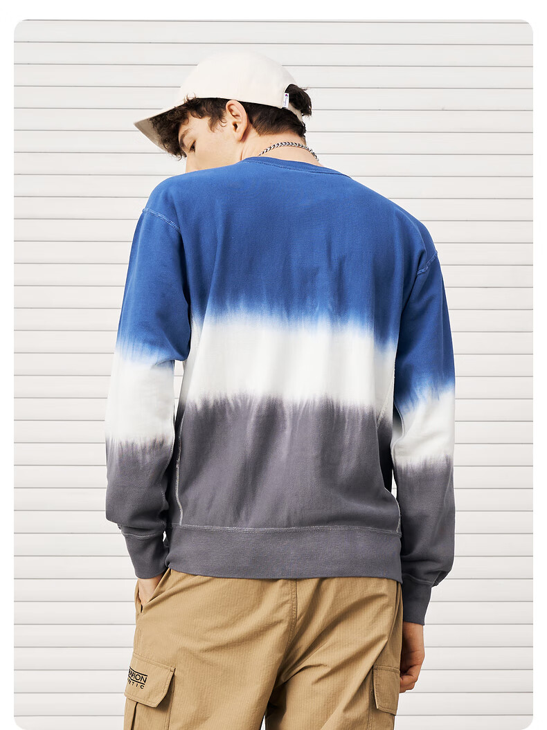 champion冠军卫衣男女2022年秋季新款渐变扎染刺绣草写logo套头衫潮流