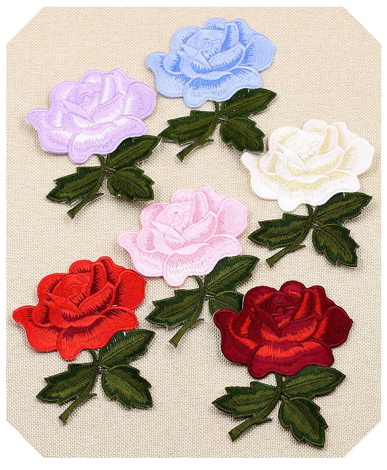 彩色刺绣玫瑰花朵布贴衣服贴布补丁贴花图案绣花贴片补贴小号补洞 5