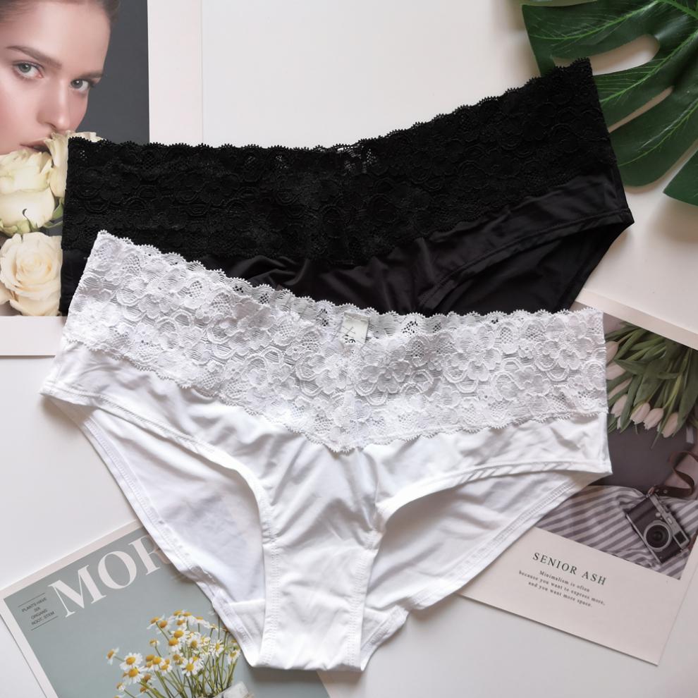 花边性感精致女人三角内裤低腰夏季新款深蓝色s90码相当于国内m号大小