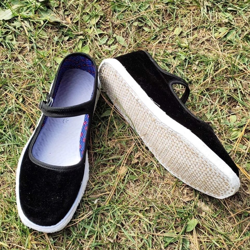 纯手工千层底布鞋女丝绒鞋面棉布麻绳手纳鞋底传统工艺透气布底鞋sn