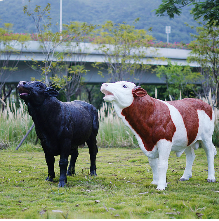 仿真大型假的黄牛雕塑室外草坪模型摆件西门塔尔牛园林景观装饰品小