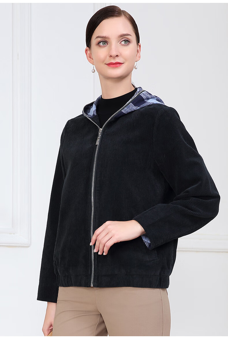 米兰登2022冬季新款中老年女装妈妈装加棉加厚时尚保暖灯芯绒茄克外套