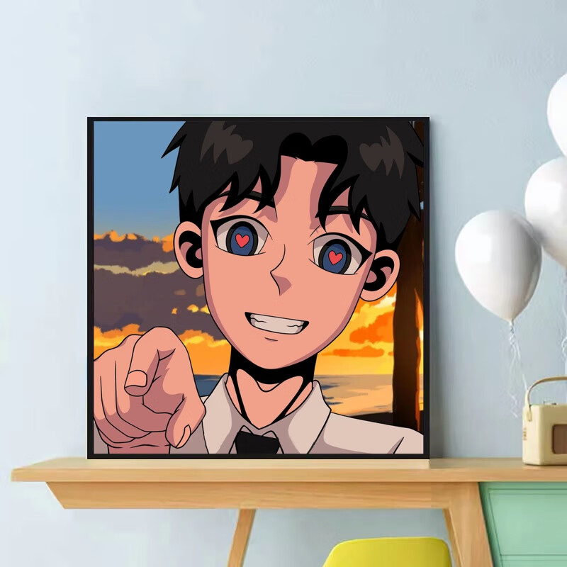 润华年动漫diy数字油画填色送礼男女生ins网红潮图涂色卧室装饰画 q