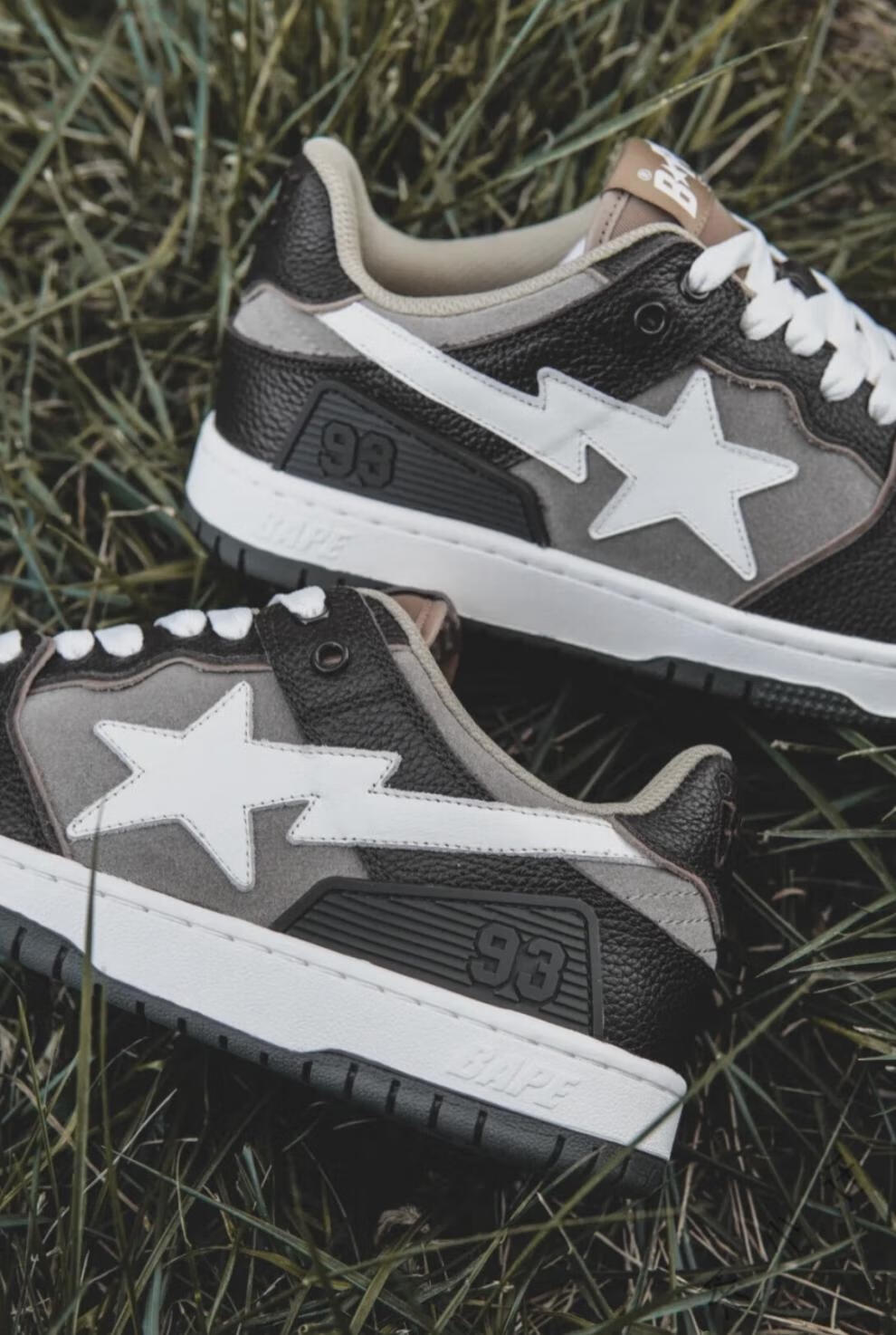 bapesta板鞋子bape鞋猿人星星闪电低帮休闲dunk棕白色滑板运动鞋 棕白