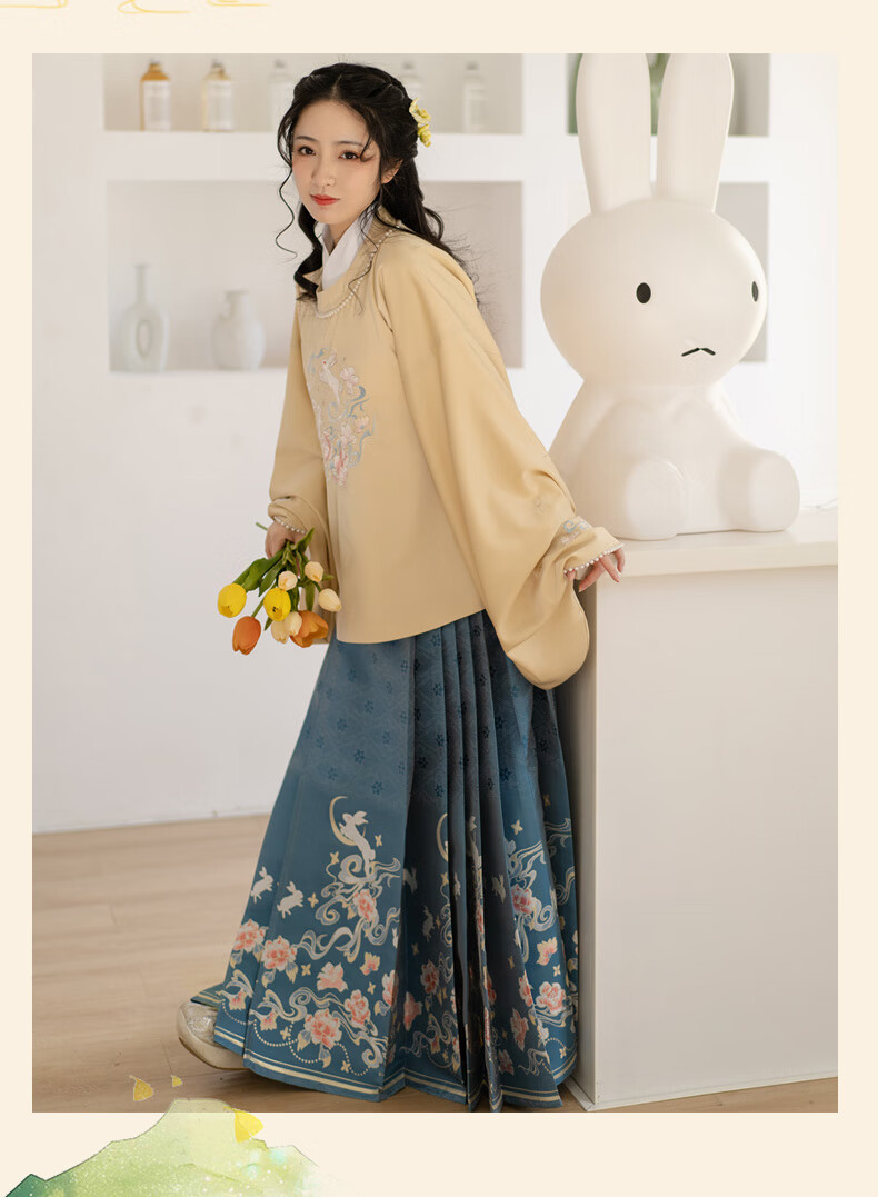 明朝服装马面裙云藏月绣拾明制汉服女绣花圆领短袄花全套夏款 胭脂粉