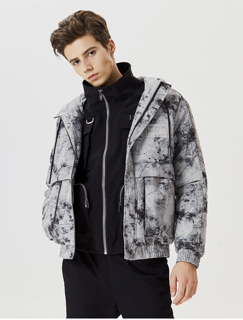 勿上热风男装hotwind 冬季新款男士印花棉服 09灰色 l