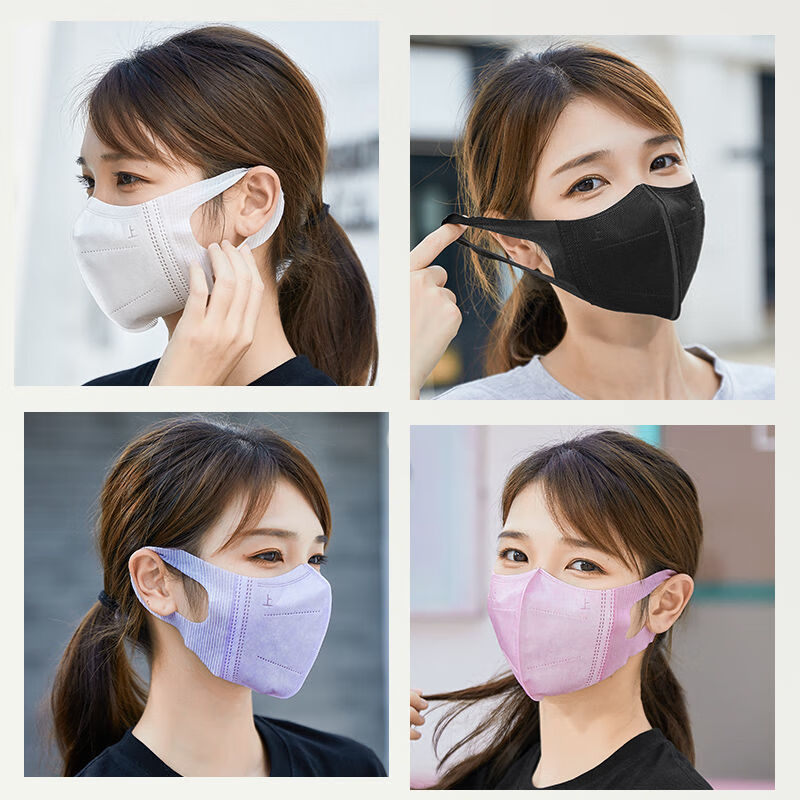 网红口罩3d立体白色女显脸小不勒耳透气一次使用性口罩白色立体10片装