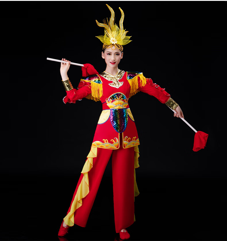 威风锣鼓服装打鼓服演出服中国风腰鼓扭秧歌的衣服大鼓表演服装演出服