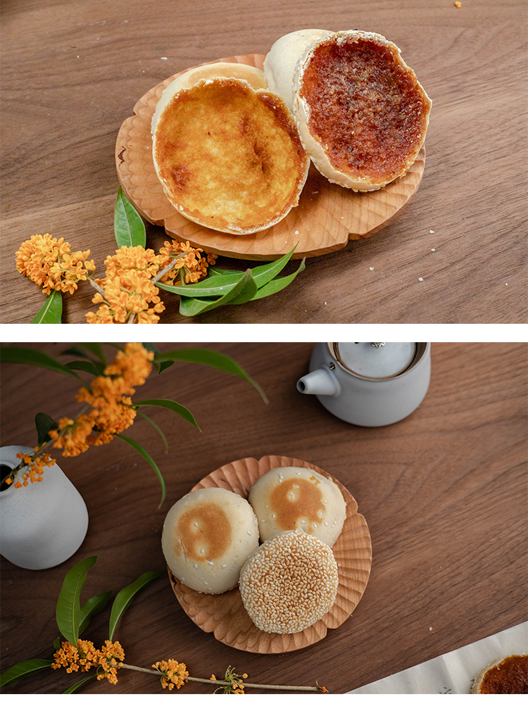 桂花饼 浙江特产传统手工衢州杜泽空心桂花饼芝麻炭烤特色点心下午茶