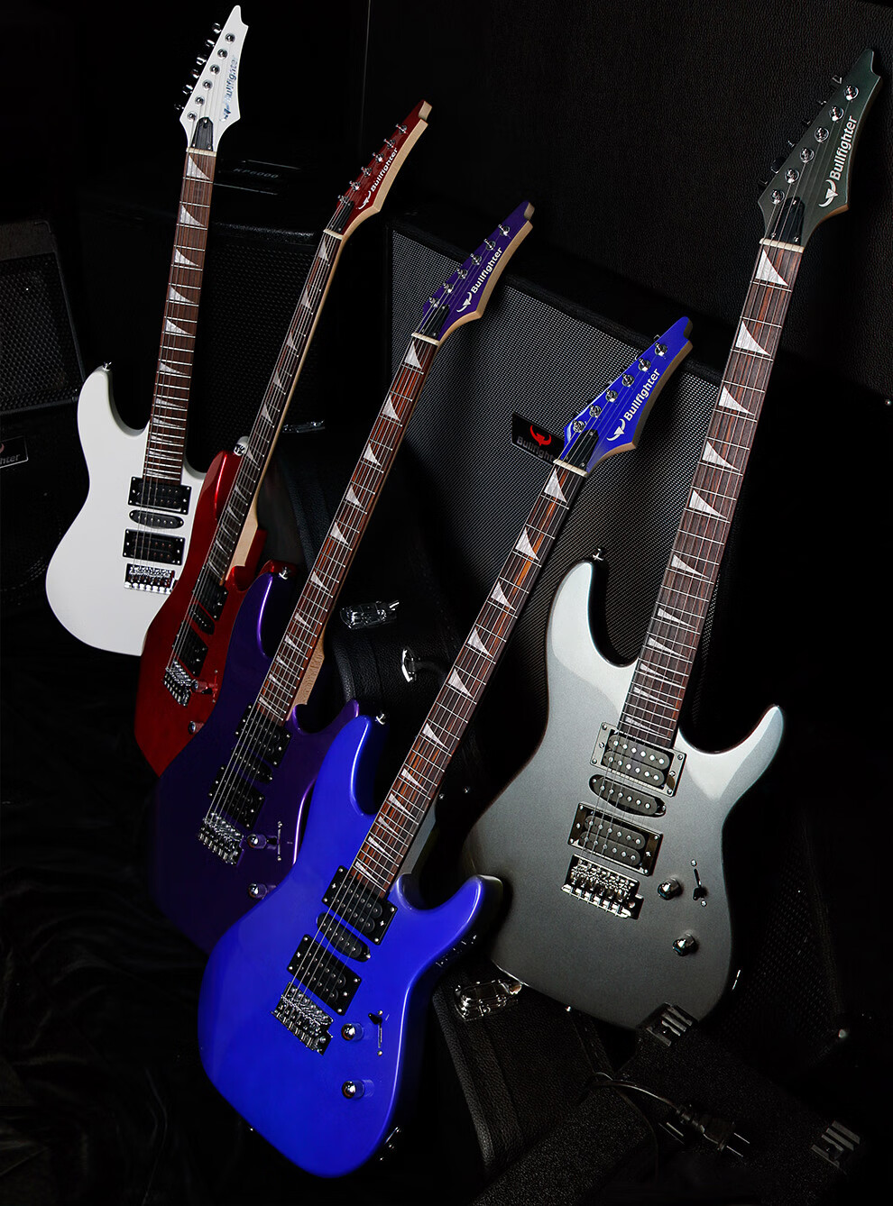 斗牛士bullfighter电吉他套装初学入门吉它摇滚小双摇电吉他金属蓝