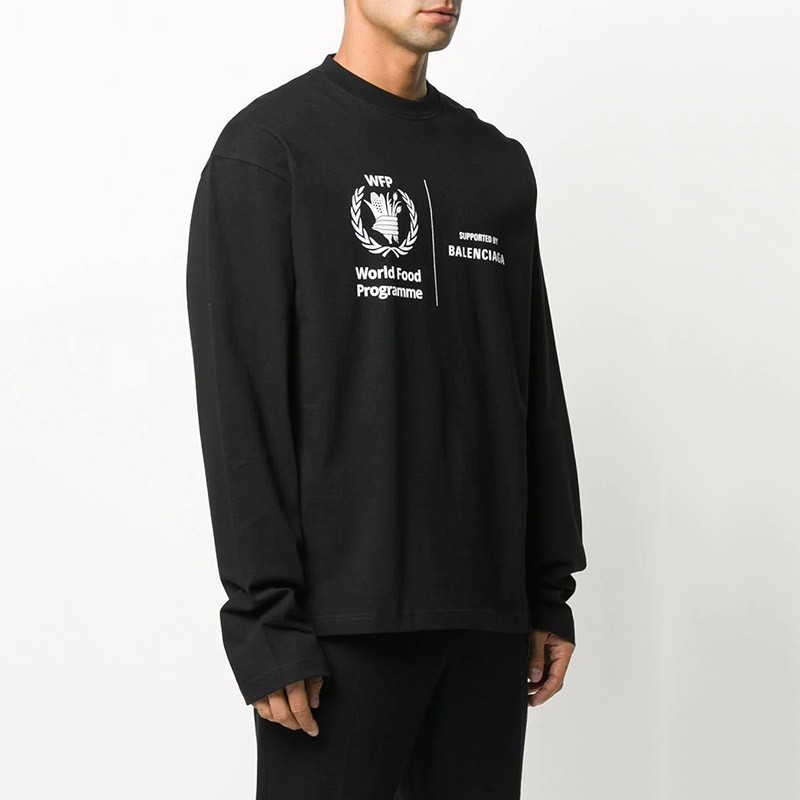 balenciaga巴黎世家奢侈品男装男士黑色印花卫衣春秋款圆领套头衫