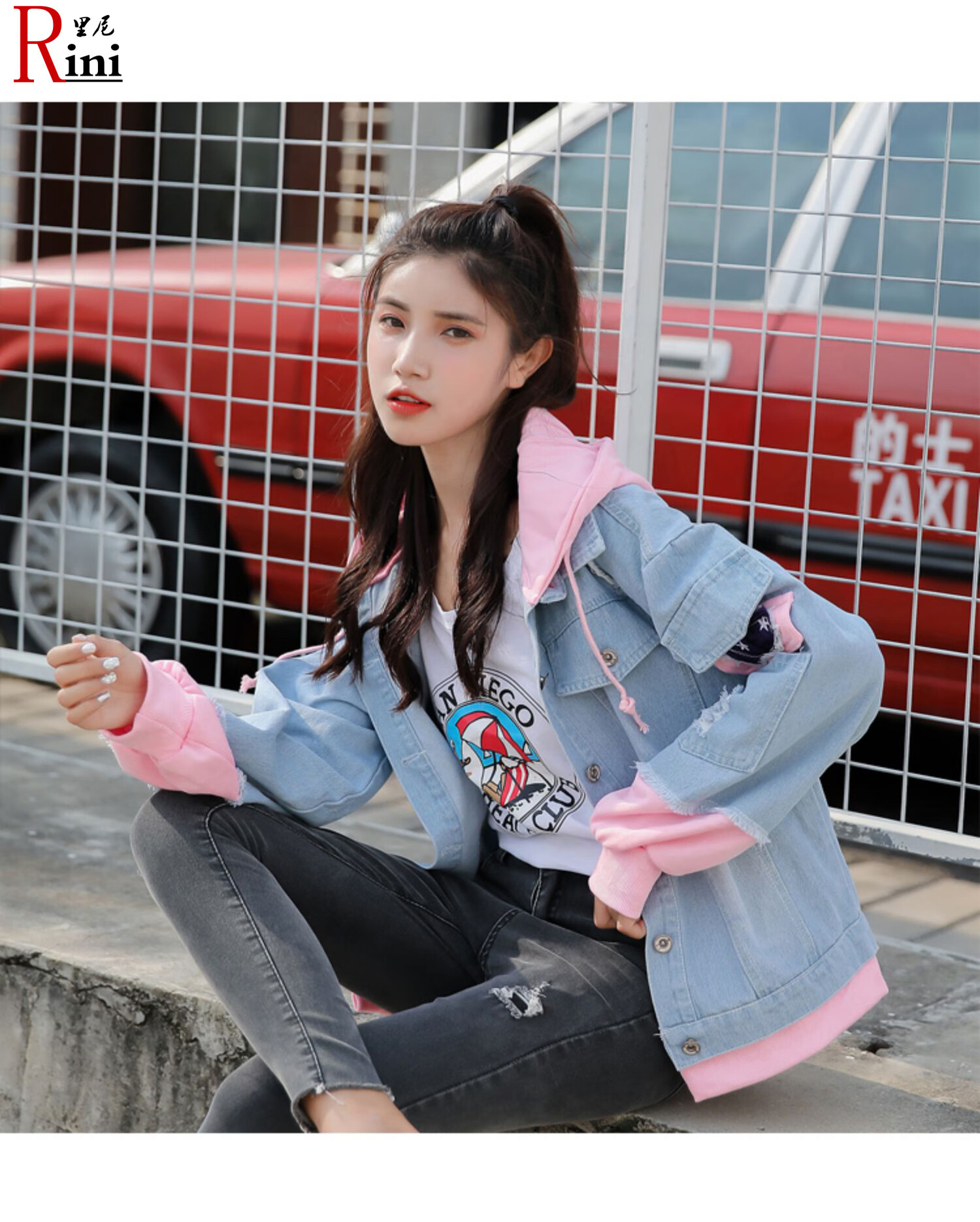 白 牛奶猫  品牌: 里尼 商品名称:青少女初中生高中生学生女生装2019