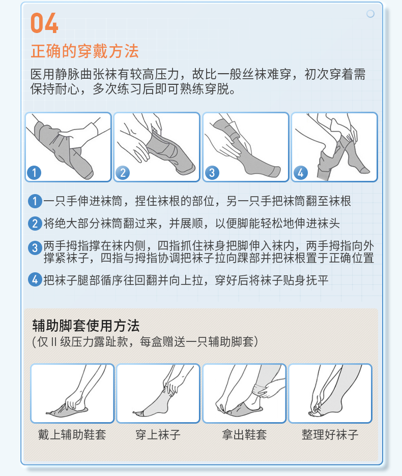 弹力袜的正确穿法图片