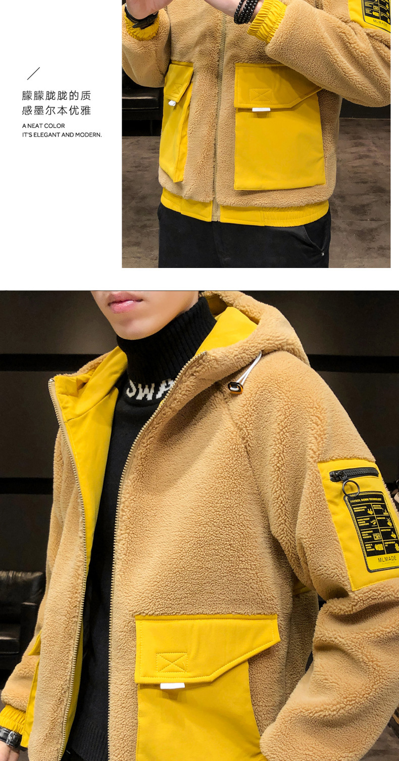 羊羔绒绒外套冬装短款棉衣潮流棉袄青少年羔羊绒厚棉服 5620亮蓝 m