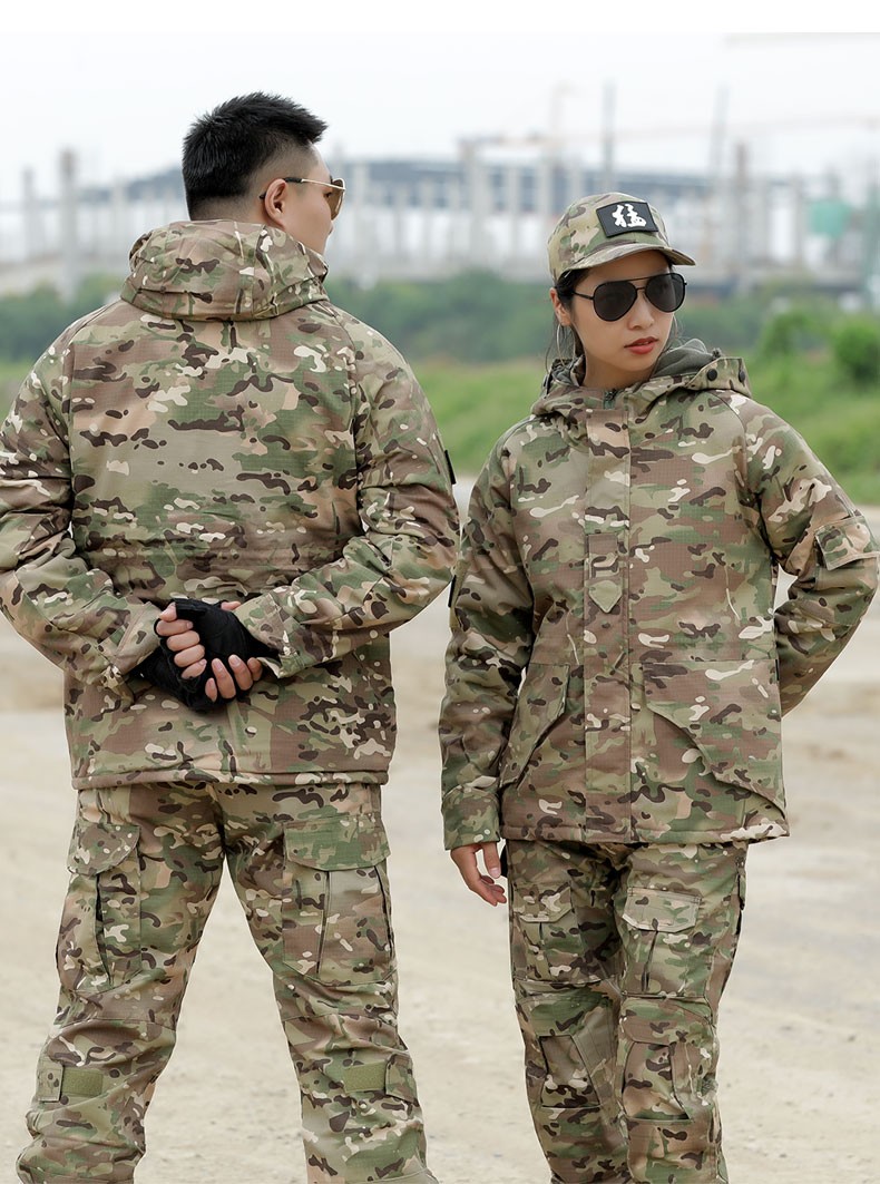 盾郎迷彩服男套装冬季户外三合一外套作训服全地形加绒加厚迷彩服战术