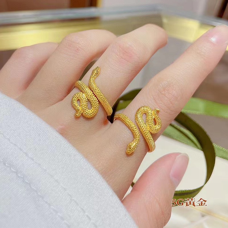 老凤凰 【顺丰速运】灵蛇黄金戒指女999足金5g沙漠蛇图腾十二生肖蛇金