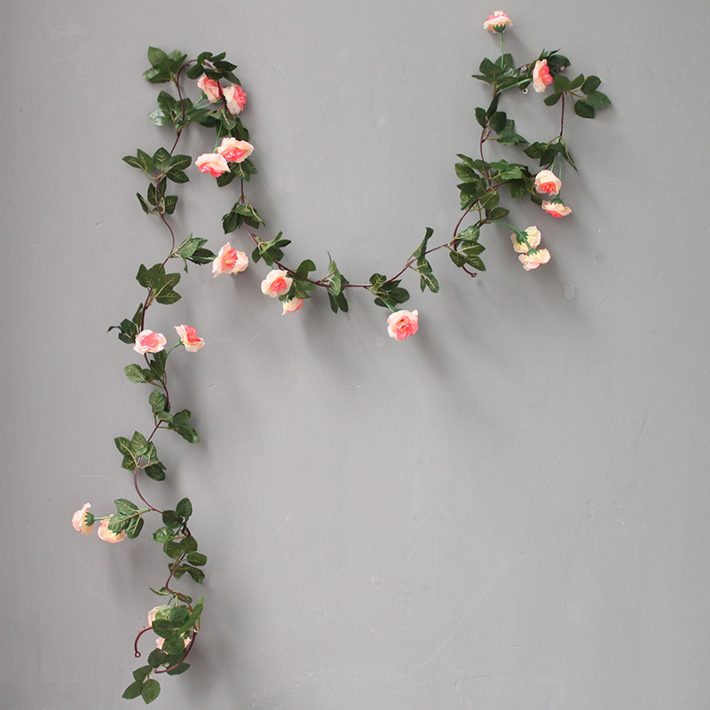 wo  高仿真花玫瑰 花藤藤条 假花绢花空调水管装饰花 婚礼家居客厅吊
