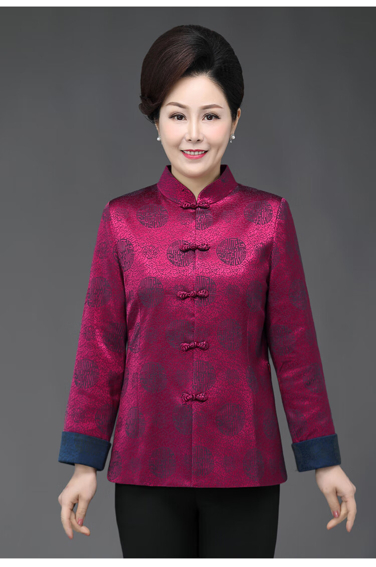 居士服女冬季唐装中国风外套棉袄中老年冬季休闲生日宴会婚礼加厚棉袄