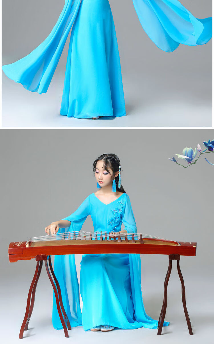 诗迪仕古筝表演服装女童儿童古筝演出服女童中国风仙女气质飘逸服钢琴