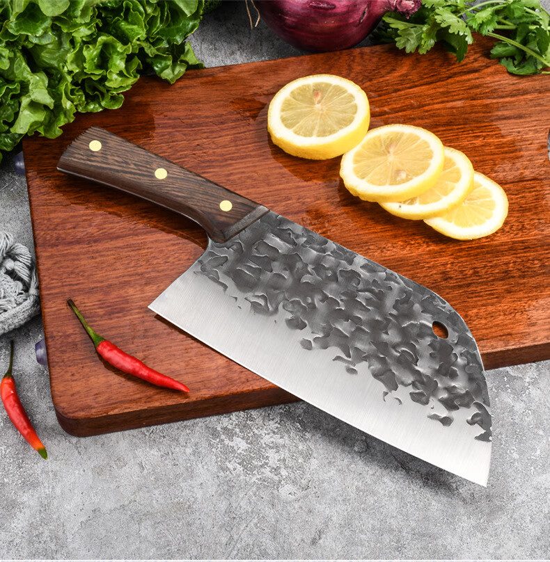 楚家刀 手工锻打家用女士菜刀超快锋利传统复古圆头老头刀锰钢【图片