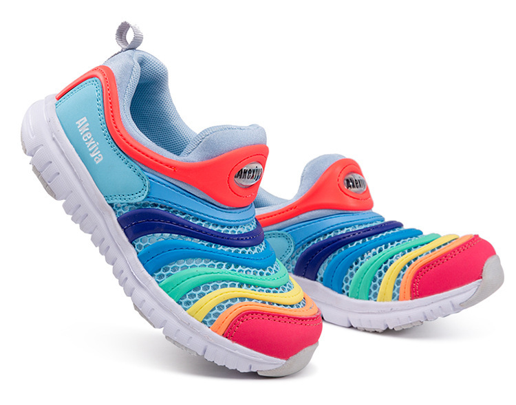 毛毛虫童鞋秋季新款舒适透气儿童运动鞋男女童大童休闲鞋 b039黑金 36