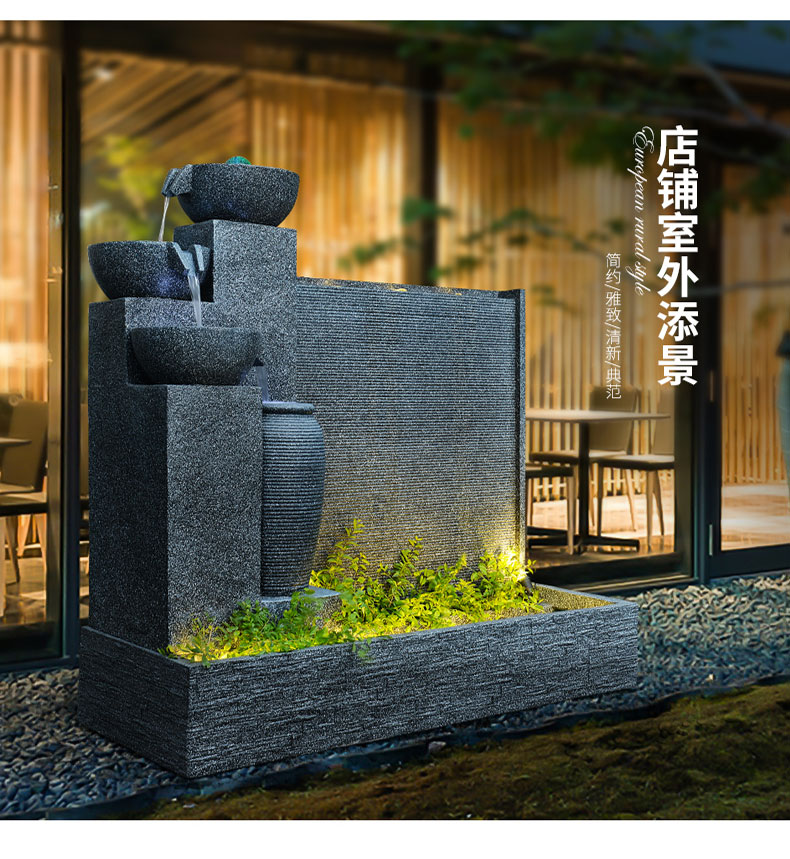 别墅水幕墙欧式水幕墙假山流水喷泉别墅庭院水景屏风公司装饰品景观