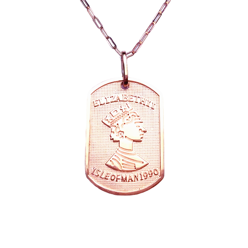 翁氏欧雅思珠宝店18k彩金玫瑰金女王牌吊坠精致时尚14k紫金项链送老婆