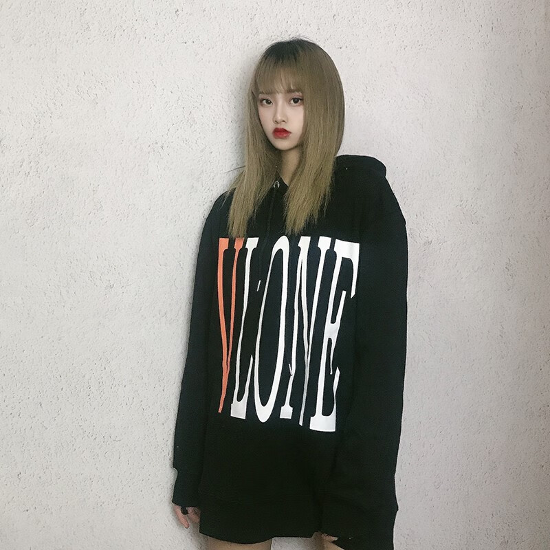 卫衣连帽潮牌vlo·ne螺纹收口宽松橙色大v经典街头连帽衫加绒套头卫衣