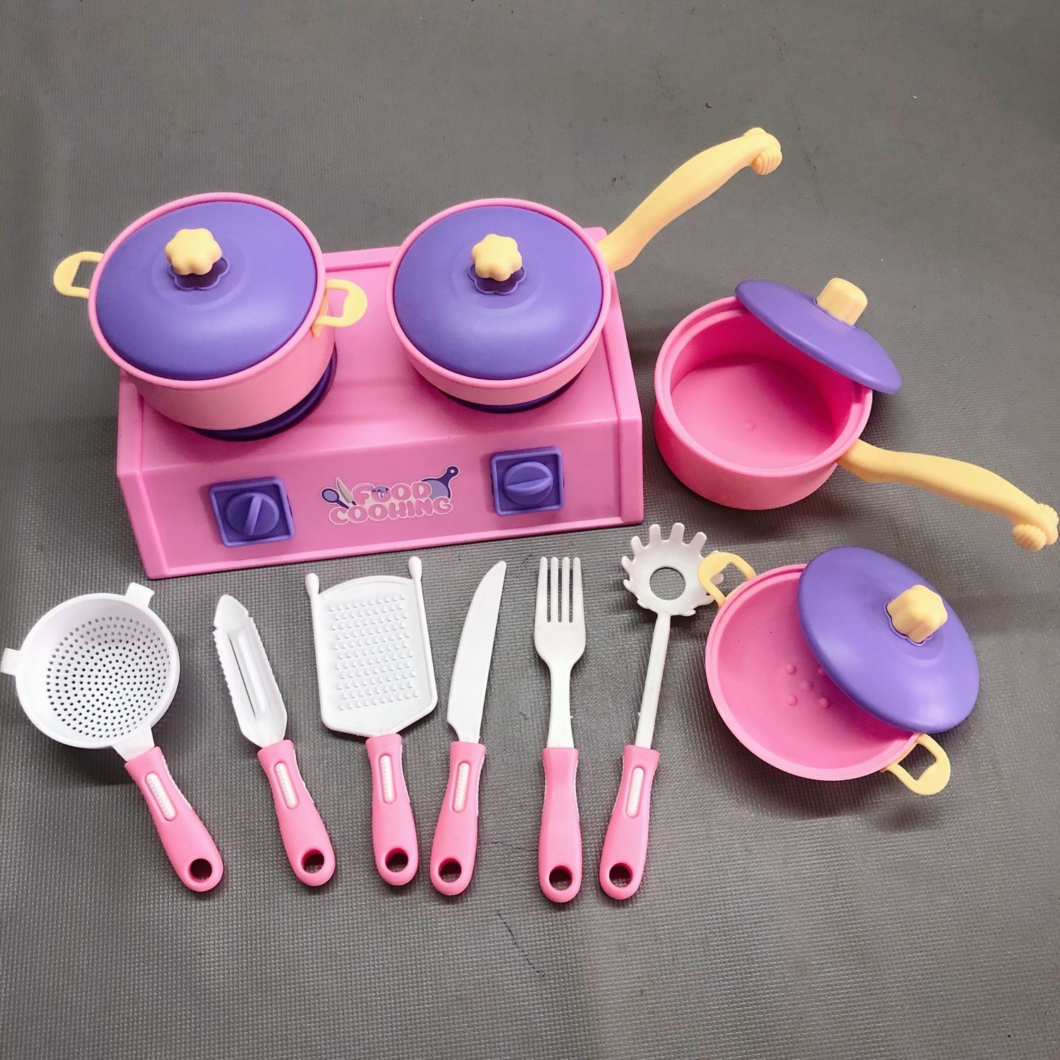 儿童过家家厨房玩具套装男孩女孩仿真做饭餐具茶具粉色刀叉套装加配件