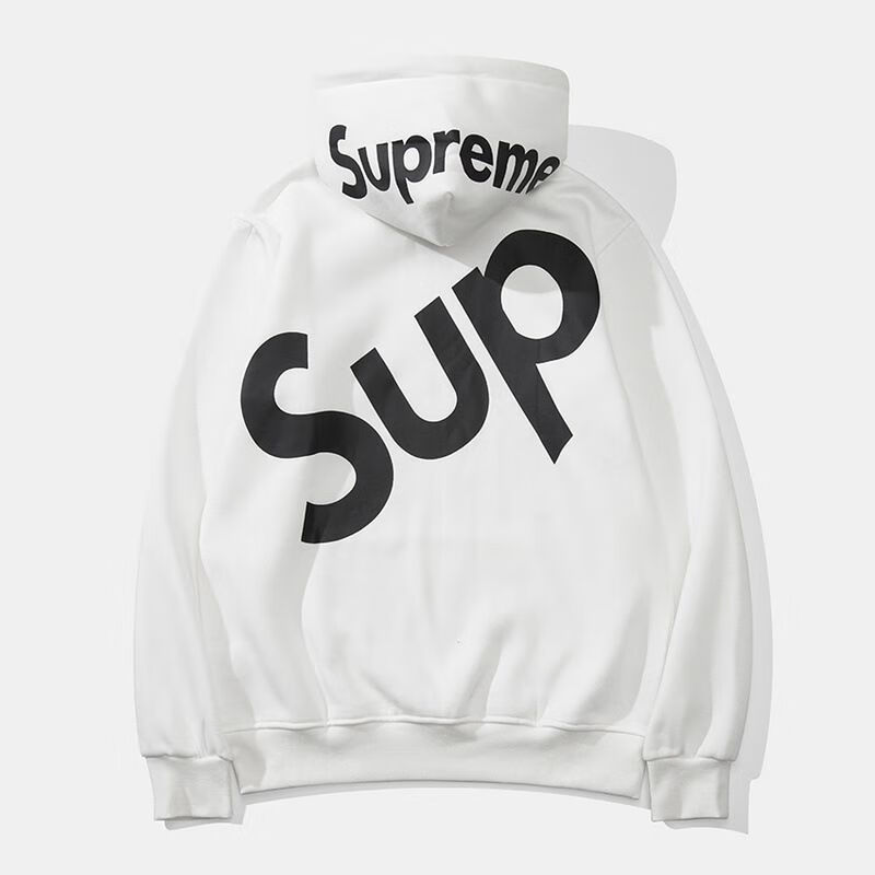 潮牌supreme联名春夏新款刺绣连帽套头卫衣男后背印花百搭女潮ins加绒