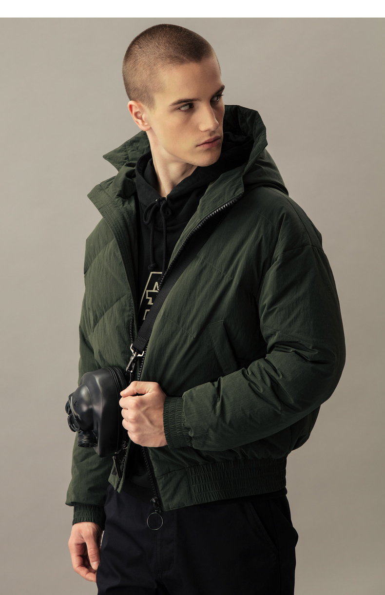 ak男装轻复古立领飞行员款常规短款羽绒服男修身防风保暖冬季外套