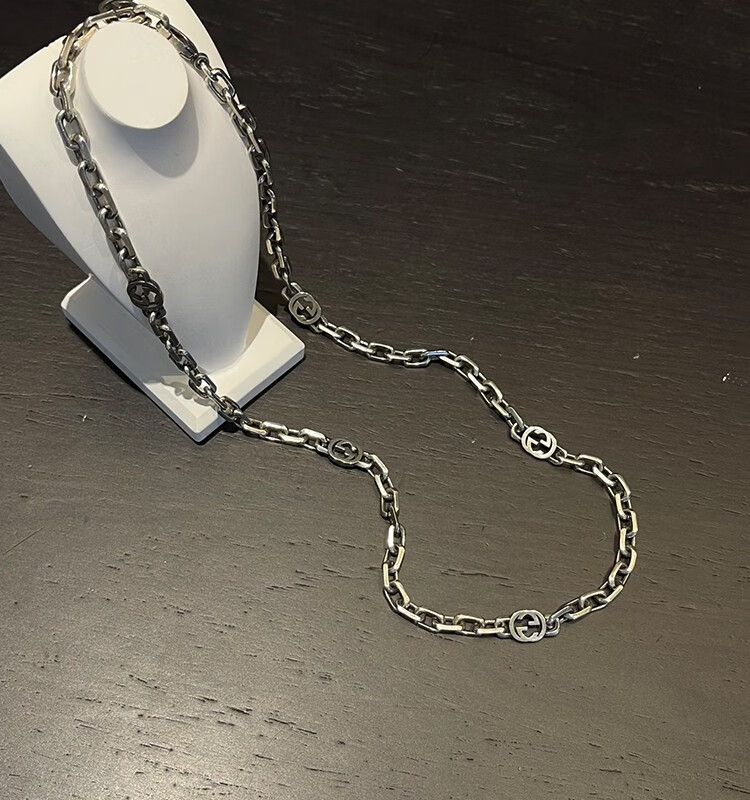 古驰(gucci) silver jewelry互扣式双g银项链古巴链轻奢男女同款锁骨