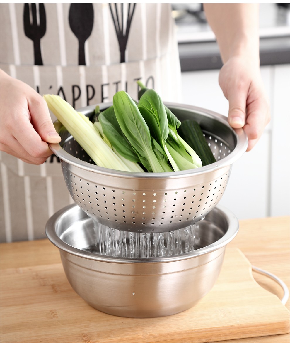 onlycook304不锈钢漏盆套装家用厨房加厚洗菜盆淘米沥水篮和面打蛋洗