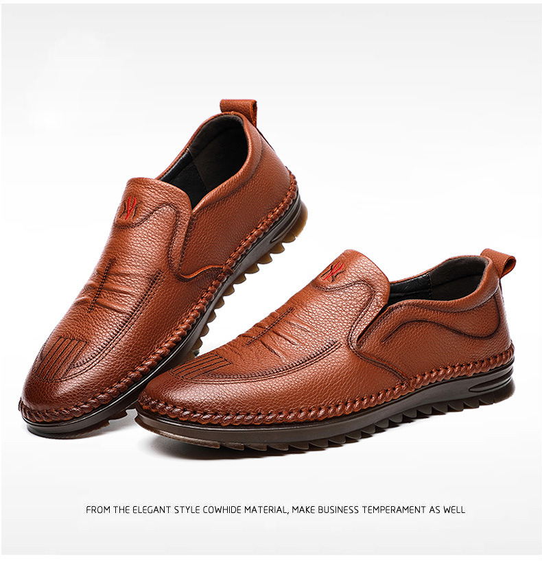 红蜻蜓男鞋新品同款手工缝制牛筋软底皮鞋男真皮商务休闲鞋牛皮软底