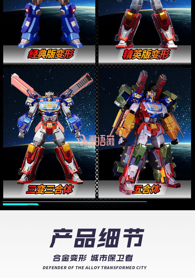 2022新款变形联盟五合体 玩具金刚组合机器人五合体汽车人警车大模型6