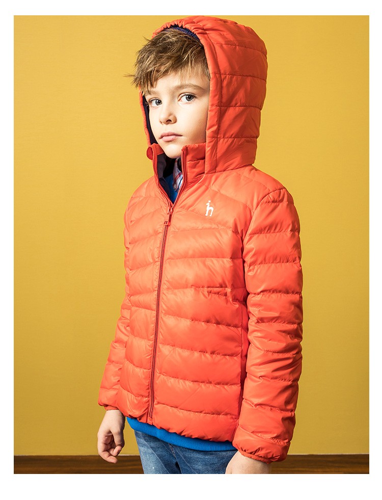 hazzys品牌哈吉斯男童羽绒服外套冬装新款儿童男童时尚纯色保暖羽绒